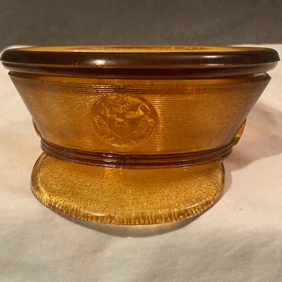 VTG Jeanette Glass Lady Berkshire 1942 AmberPowder Dish & Lid (2 pcs)-4.5" D-EUC - Picture 8 of 9